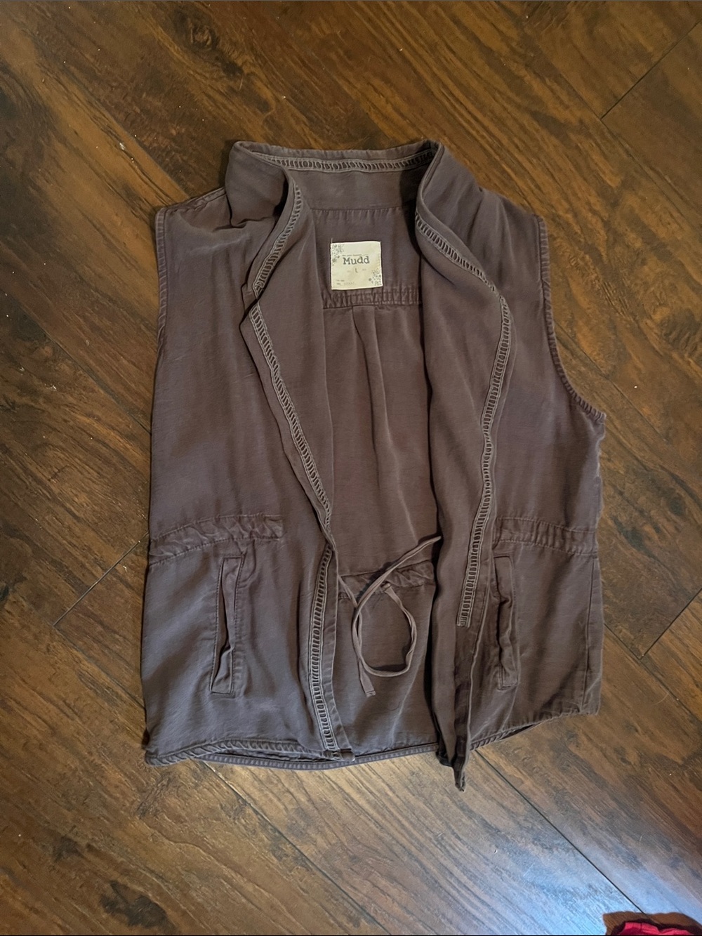 Mudd Grey Sleeveless Draped Tie-Waist Vest